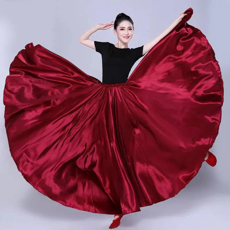 Yellow Satin Solid Color Performance Skirt