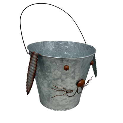 Galvanized Metal Bunny Design Bucket with Ears - Large