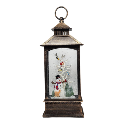 Lighted Spinning Waterglobe Lantern - Frosty and Friends