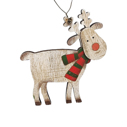 Rustic Wooden Reindeer Ornament -