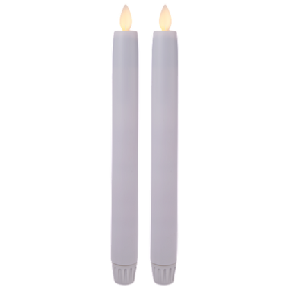 White LED Resin - 2 Piece Taper Candle Set
