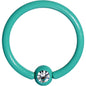 16G 5/16 Clear Gem Green Acrylic Over Steel Captive Ring
