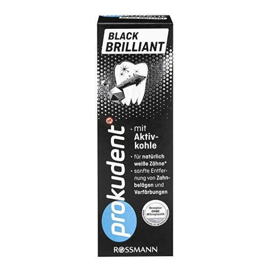 Prokudent Activated Charcoal Toothpaste for Teeth Whitening - 75ml, Natural Oral Care for Stain Removal