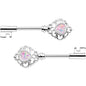 1/2 White Faux Opal Heart Key Barbell Nipple Ring Set