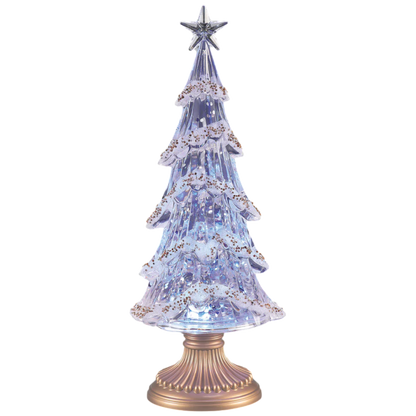 Lighted Swirl Tree with Gold Crystals & Base