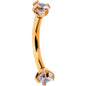 16G 5/16 Clear Gem Rose Gold PVD Bling Bling Curved Eyebrow Ring