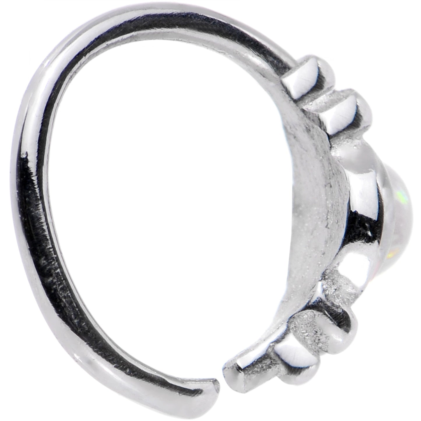 18G 5/16 White Synthetic Opal Seamless Circular Ring