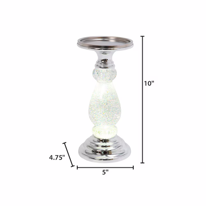 Lighted Spinning Waterglobe Candle Pedestal