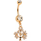 Clear Gem Rose Gold Anodized Tree of Life Dangle Belly Ring