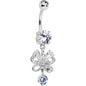 Clear CZ Gem Butterfly Bow Dangle Belly Ring