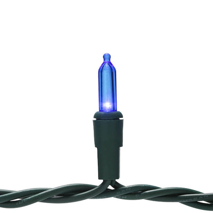 Blue LED String Lights - 100 Light - Green Wire