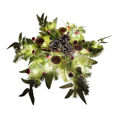 Lighted Candle Wreath - 18 Inch