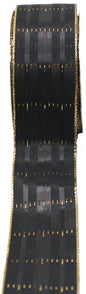 Black Wire Edge Ribbon With Gold Accents