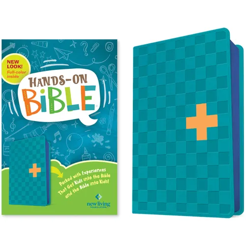 NLT Hands-On Bible, Third Edition (Leatherlike, Blue Check Cross) - Imitation Leather