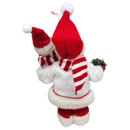 Festive Santa with Snowman Figurine Ornament - 9 inches