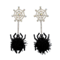 Black Spiders with Pom Poms - Earrings