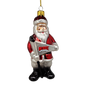 NC State Santa Claus Glass Ornament