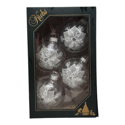 Krebs Value Glass Ornament 4 pack - Frosted Poinsettia