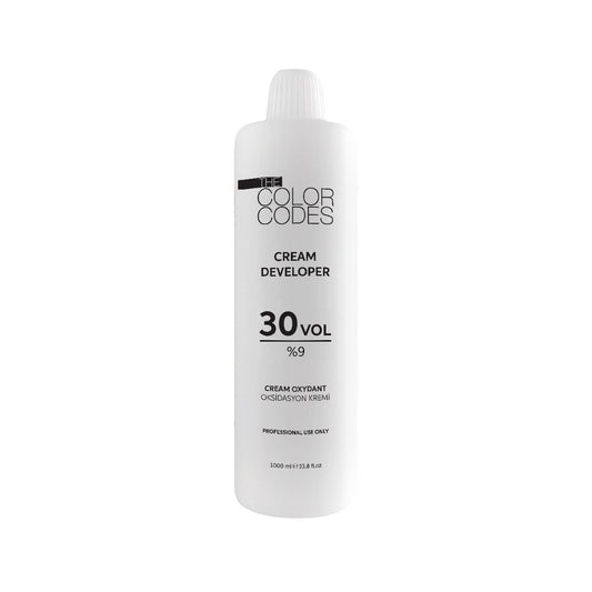 The Color Codes Hair Developer Cream 30 Vol. %9 Oksidan - 1000 ml, Moisturizing Cream Formulation for Professional Hairstylists and Home Use