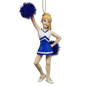 Pom-Pom Cheerleader Ornament - Blue - 5.5 Inches