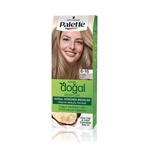 Palette Natural Colors Hair Dye 8-16 Ash Blonde - Nourishing Argan Oil Formula for Long-Lasting Color