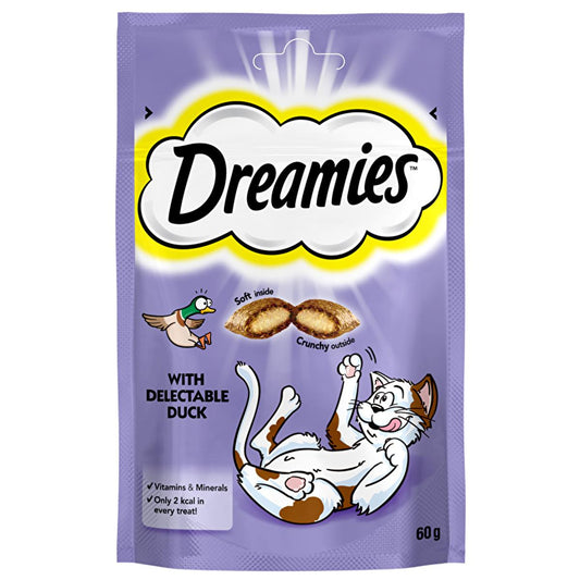 Dreamies Duck Flavored Cat Treats - Soft & Crunchy, Nutritious Reward for Cats
