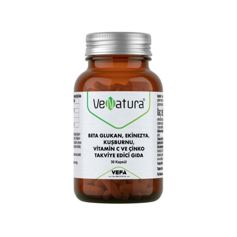 VeNatura Immune Support Supplement - Beta Glukan, Vitamin C, Zinc, Echinacea & Rosehip - 30 Capsules