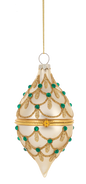 Glittered Hinged Drop Ornament - Cream