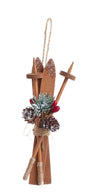 Wooden Skis With Holiday Décor Ornament -