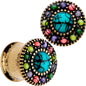 Gold Plated Southwestern Stone Age Double Flare Plug Set 2G to 22mm