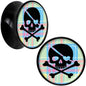 Black Acrylic Pink Green Plaid Heart Skull Saddle Plug Set 18mm