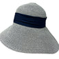 Mix Grain Straw Satin Ribbon Dome Derby Sun Hat - Blue