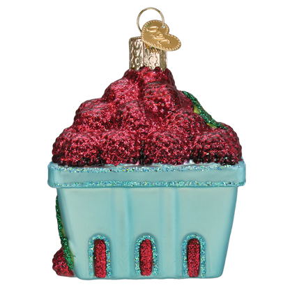 Carton Of Raspberries Glass Ornament
