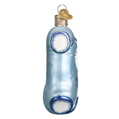 Babys First Christmas Blue Onesie Glass Ornament