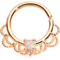 16G 5/16 White Faux Opal Rose Gold Plated Seamless Circular Ring