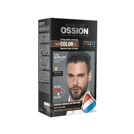 Morfose Ossion Men's Hair Dye Jelly - Dark Mocha (Koyu Mokka) Shade, 40ml - Easy Application for Men's Grooming