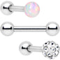 16G 1/4 Clear White Gem Ball Cartilage Tragus Earring 3 Pack Set