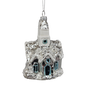 Glass Snowy Church Ornament -