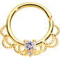 16G 5/16 Clear CZ Gem Gold Plated Seamless Circular Ring