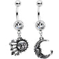 Clear Gem Mrs Sun and Mr Moon Dangle Belly Ring Set of 2