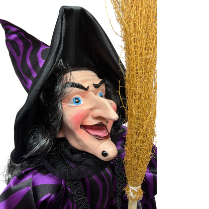 Black and Purple Fabric Sitting Halloween Witch