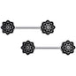 14G 5/8 Symmetric Black Lotus Flower Nipple Babell Set