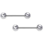 5/8 Clear Gem Double Front Ball Steel Barbell Nipple Ring Set